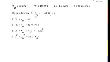 Kinematic Equations Constant Acceleration Examples