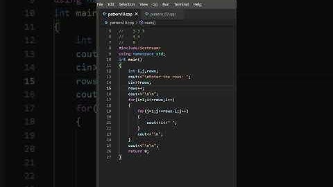 C++ program to print inverted half pyramid using numbers shown| star pattern| #shorts #cpp