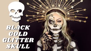 BLACK & GOLD GLITTER SKULL & MYLEE NAIL ART TUTORIAL | ad screenshot 5