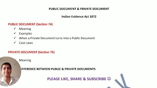 Public Document and Private Document under evidence act | Difference between Public and Private Doc.