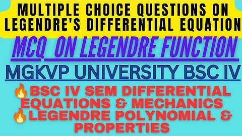 Objective Question (MCQ) ON LEGENDRE FUNCTION| Legendre Differential Equation| #LegendreFunction