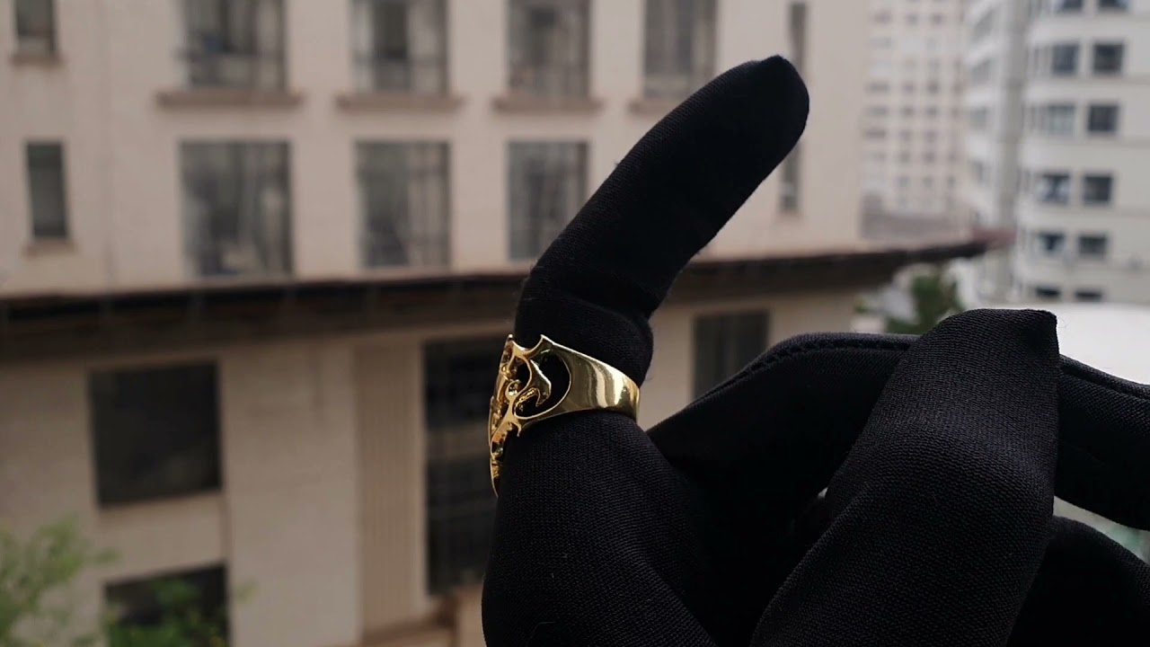 Anel Ouro 18k Masculino Escudo Cruz Vazada Banhado Exclusivo