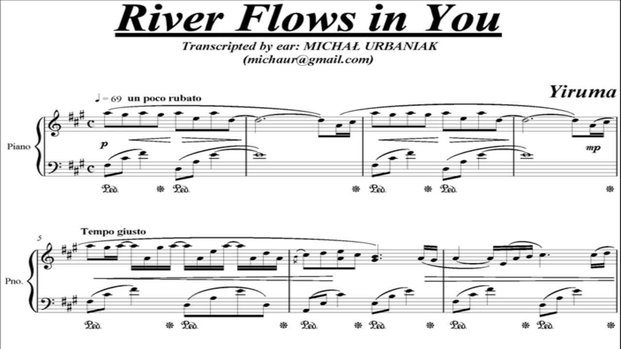 River Flows In You Piano Sheet Music Original Best Music Sheet