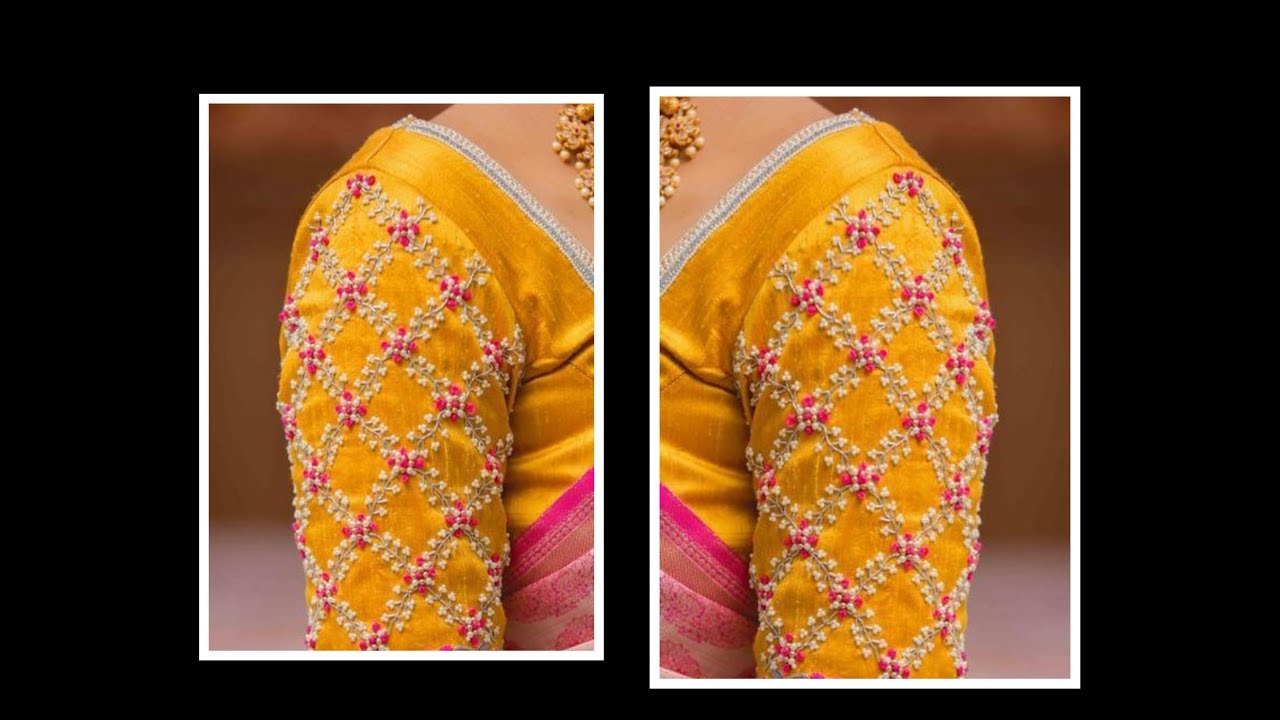 Most Beautiful Full Sleeves Design using Normal Stitching Needle - Same Like Aari/Maggam Work