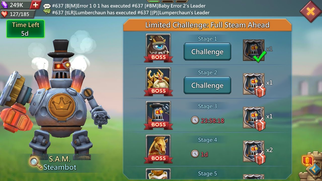 Lords Mobile Limited challenge Full steam ahead stage 2 | lords mobile steambot stage 2