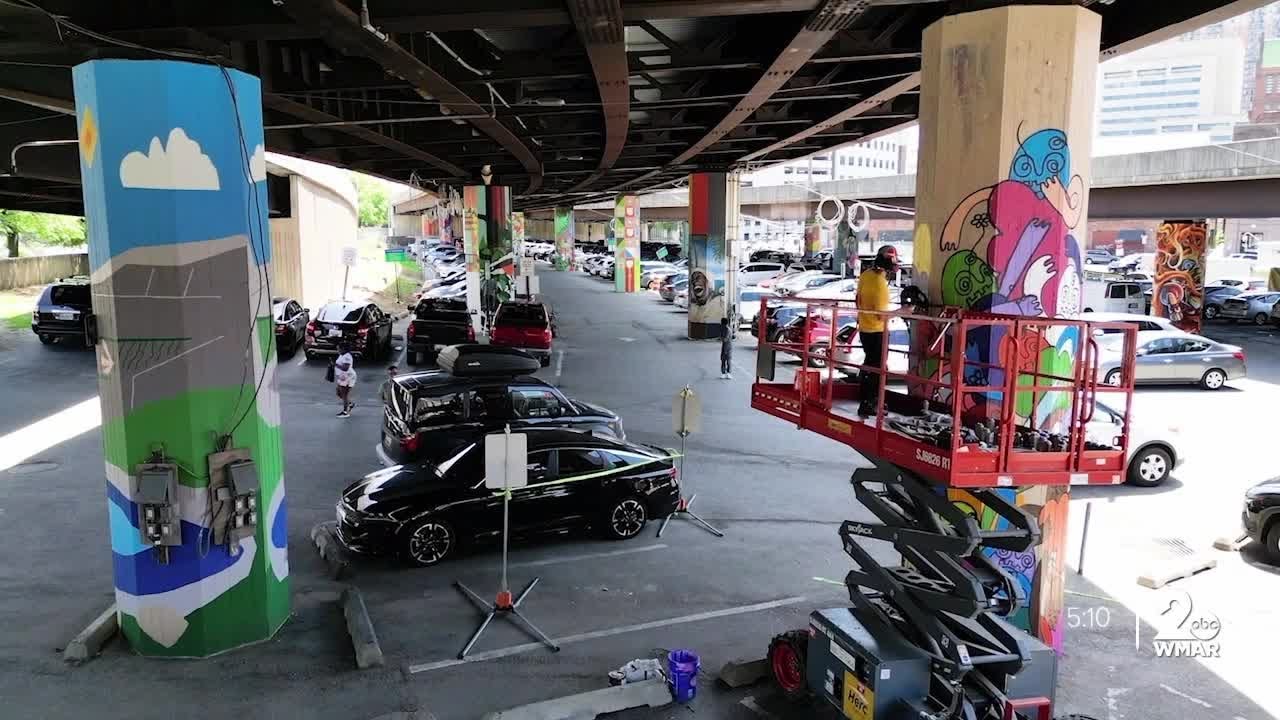 Baltimore artists turn expressway into urban oasis