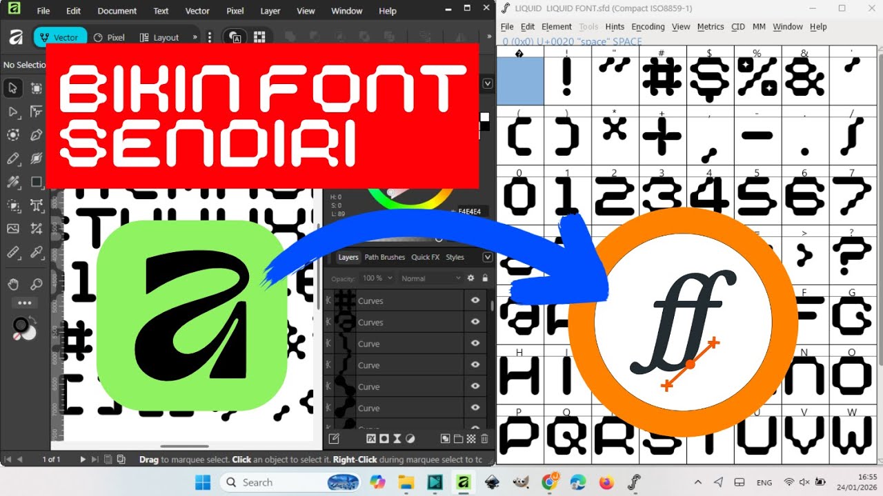 Tutorial Affinity Canva, Cara Bikin Font Sendiri, Generate TTF dan Instal