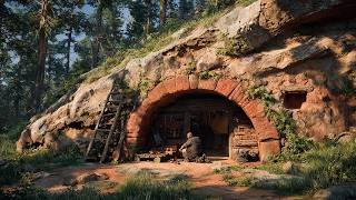 Underground Survival Shelter Build: Crab Trap Fireplace And Sawdust Bed