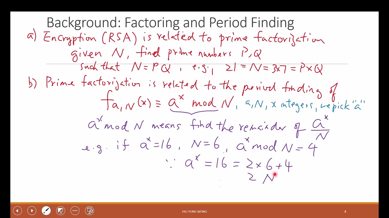 L23 - Shor's Algorithm Part 1, Period Finding, Prime Factorization