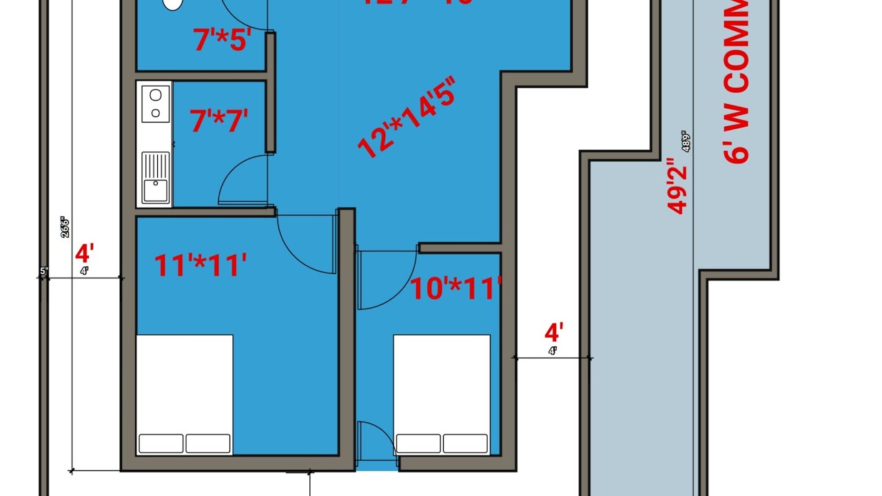 30 × 45 south face 3 bedroom flat plan map naksha design 