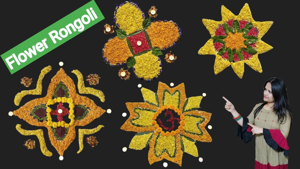 ๐ช๐Flowers Rongoli designs /How to make flower rangoli at home /เคซเฅเคฒเฅเค เคเคพ ...