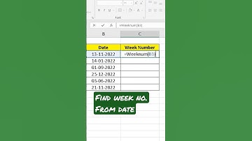 Find week no. from date #excel #shorts #trending