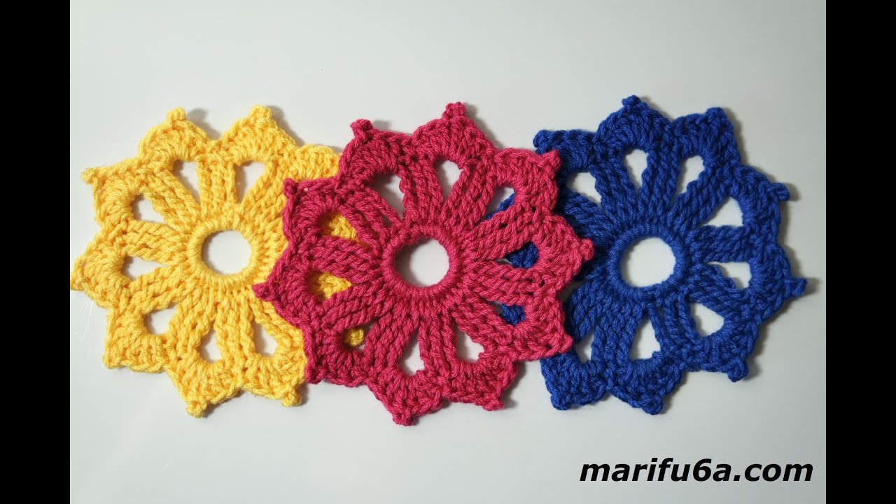 crochet wheel doily motif coaster YouTube