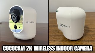 COCOCAM 2K Wireless Indoor Camera – Smart Security with Battery, AI \& PIR Detection