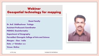 Webinar -2: GeoSpatial Technology for Mapping