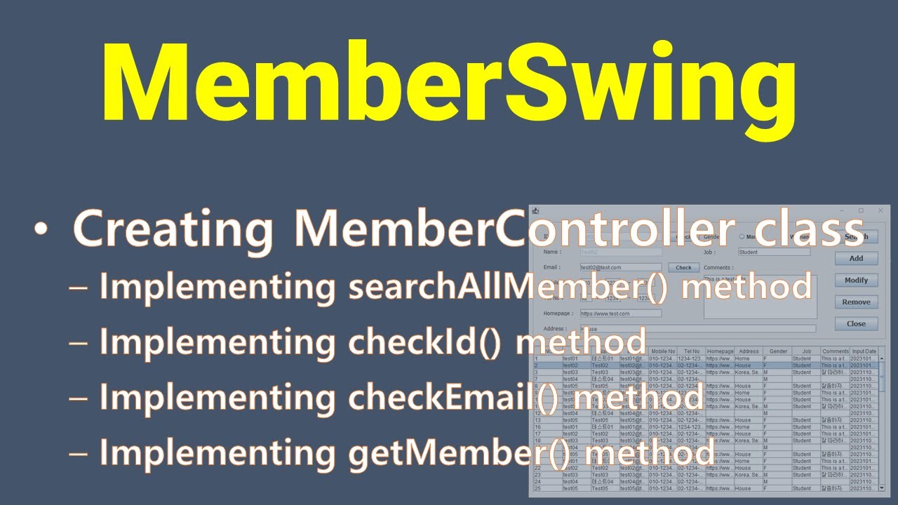 [MemberSwing - 13] Creating MemberController class - YouTube