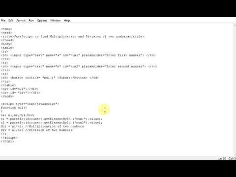 JavaScript to find Multiplication and Division of two numbers - YouTube