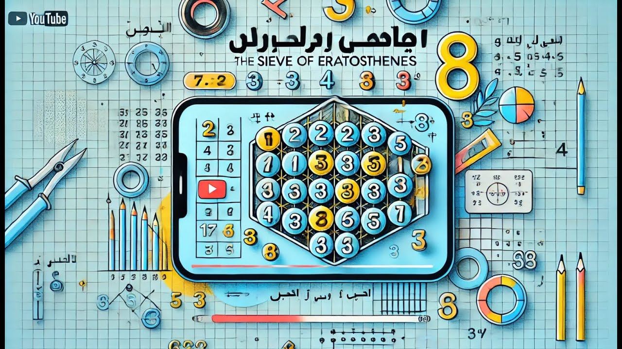 🔢 طريقة إيجاد الأعداد الأولية بسهولة باستخدام غربال إيراتوستينس! 🧮✨