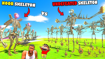 Upgrading NOOB SKELETON into UNDEFEATED SKELETON with SHINCHAN and CHOP in Animal Revolt Battle Sim