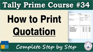 How to Print Quotation in Tally prime | Tally Prime Course