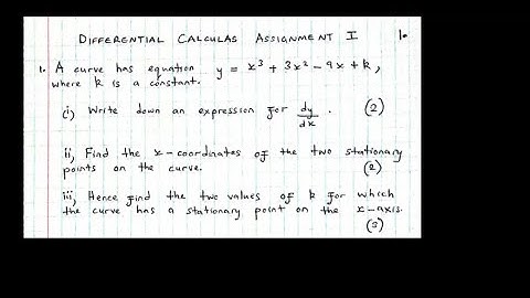 Differentiation Qn 4: Curves and Stationary Points | ZIMSEC Pure Maths | In Shona