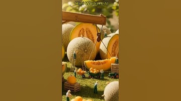 Mini Workers harvest melons and watermelons #shorts #miniature #miniworkersai