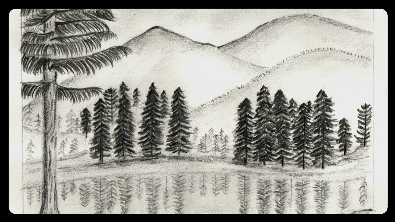 Graffiti Pencil sketching drawing mountain scenery for Pencil Drawing Ideas