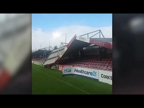 Soccer stadium collapses under Ophelia winds in Ireland