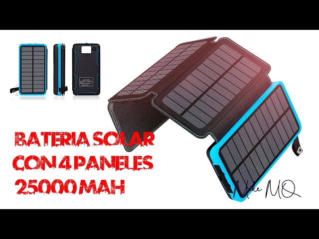 CARGADOR SOLAR Portátil, con bateria de 25000mAh. Impermeable con 4 Paneles  solares. ADDTOP 