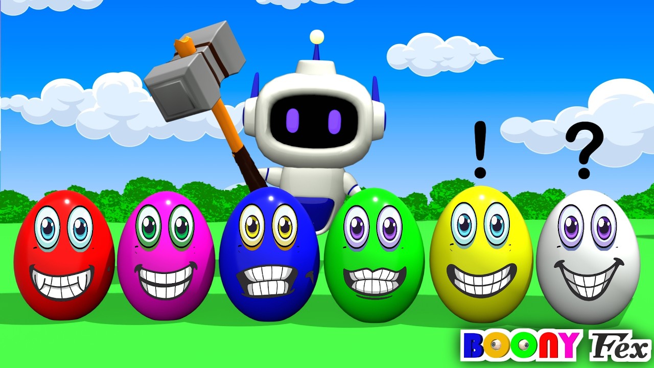 Surprise Eggs with Boony Robot | Colorful eggs | Egg toddler videos | Egg surprise
