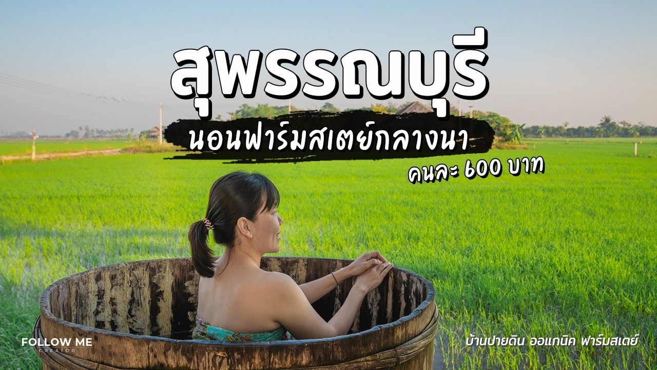 เที่ยวสุพรรณบุรี  2022  เที่ยวสุพรรณบุรี ตลาดสามชุก นอนฟาร์มสเตย์วิวทุ่งนาคนละ​ 600 บาทที่ บ้านปายดิน | FOLLOW ME Creator