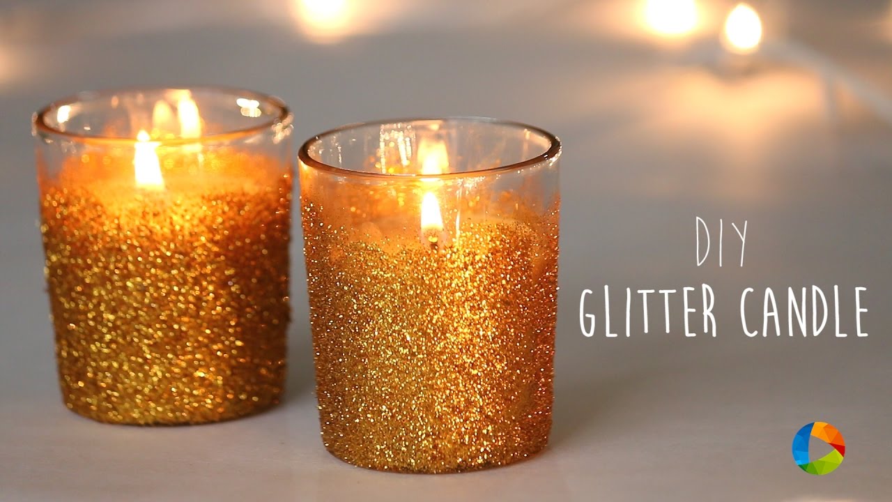 DIY Glitter Candle | Homemade Candles Diwali Ideas YouTube