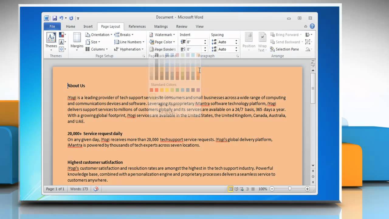 How to add background color to documents of Microsoft ...