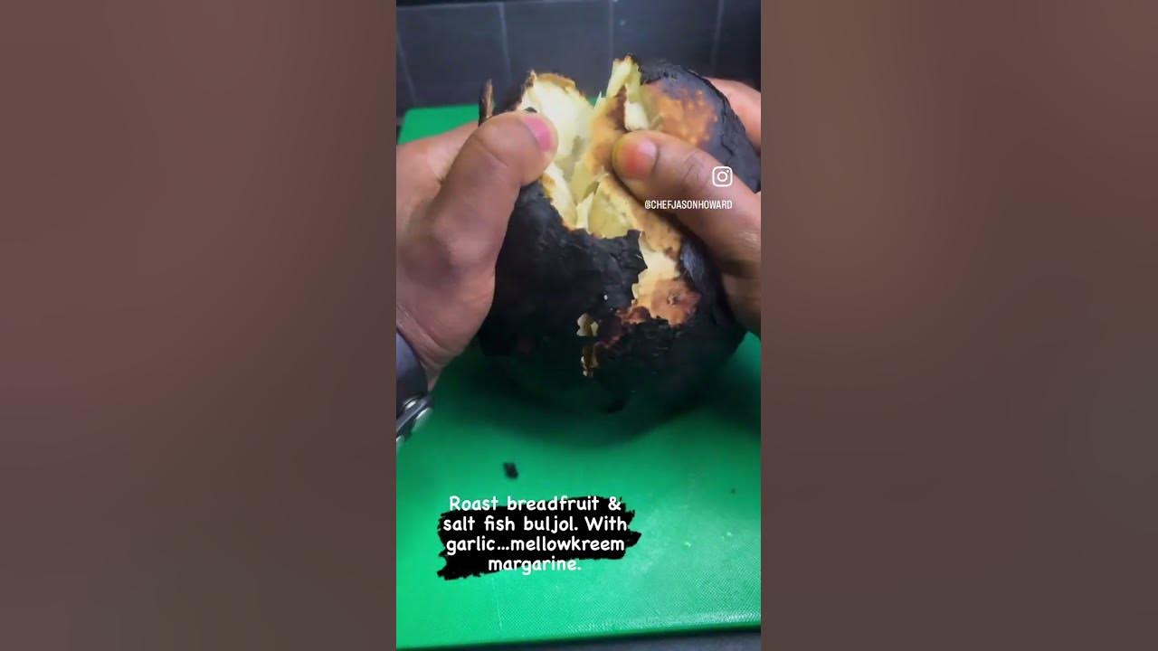 Can’t get more CARIBBEAN than Roasted breadfruit with saltfish buljol & garlic butter