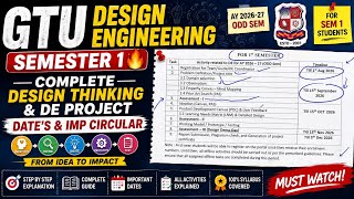 Full GTU Design Engineering Semester 1🔥 | Complete Design Thinking & DE Project Date's & IMP Circular  News