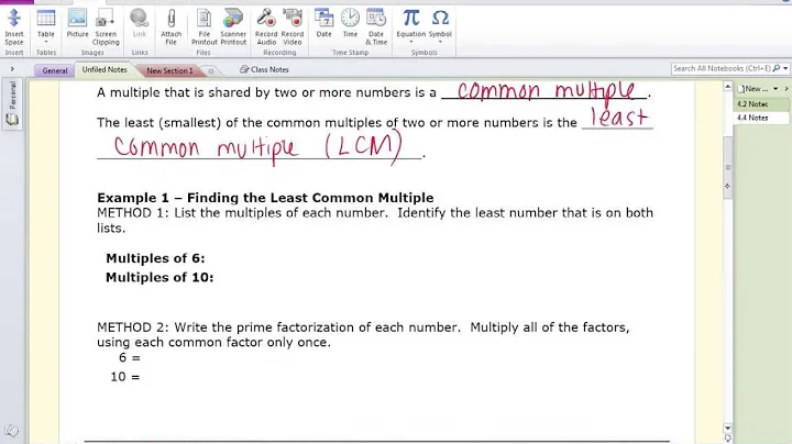 Pre-Algebra Lesson 4.4 - Least Common Multiple