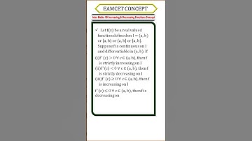 TS Eamcet 2023 ||Increasing & Decreasing Functions for eamcet 2023  || Maths concept for EAMCET 2023