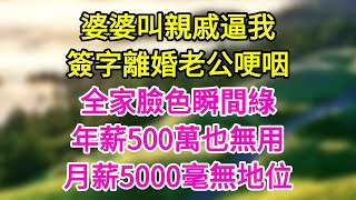 婆婆叫12位親戚逼我讓婚房 我簽字離婚老公哽咽 全家臉綠 年薪500萬對月薪5千也沒用#为人处世 #人生感悟 #中老年生活