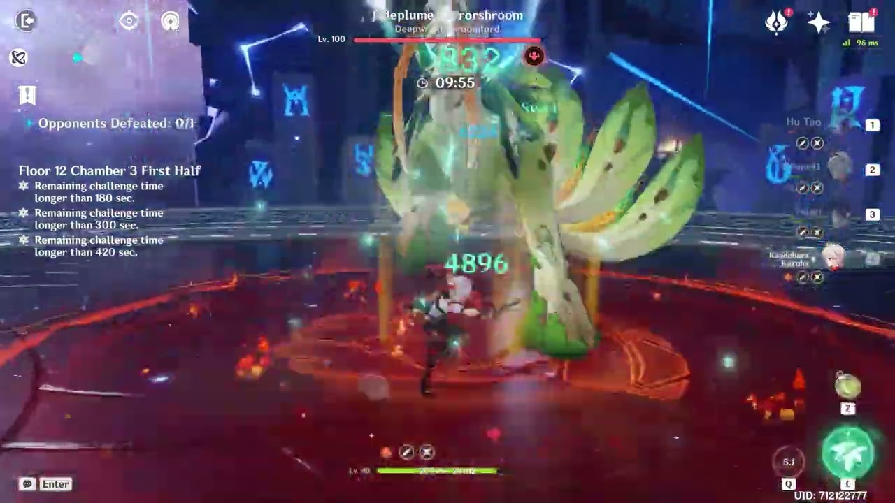 hutao bennett yelan kazuha abyss 12-3-1 speedrun