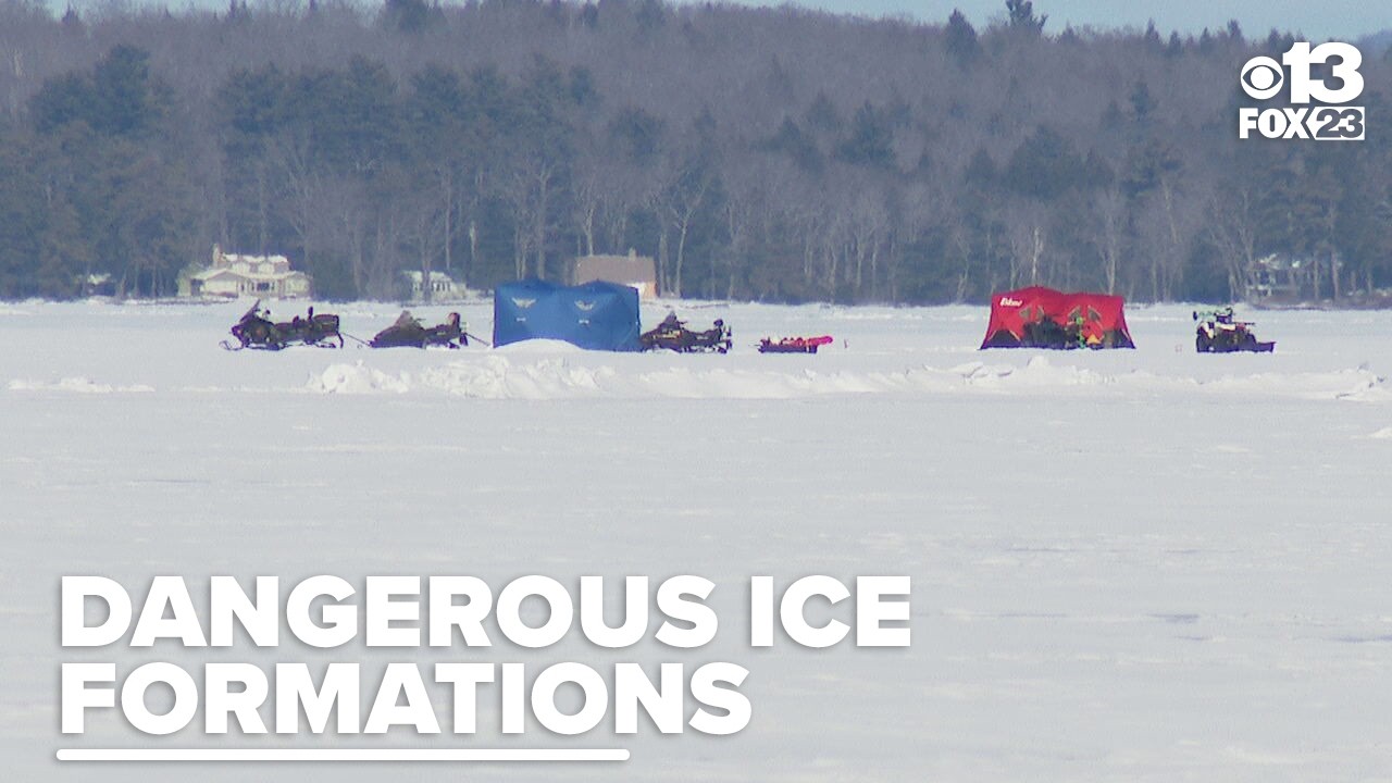 Dangerous ice formations form on Sebago Lake ahead of ice fishing derby