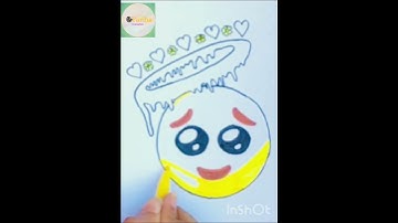 How to draw samiling face with halo emoji #youtubeshorts #trending #drawing #satisfying #viralshort