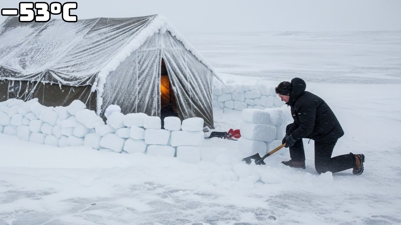 Living Off-Grid at −53°C | Hot Tent Winter Survival