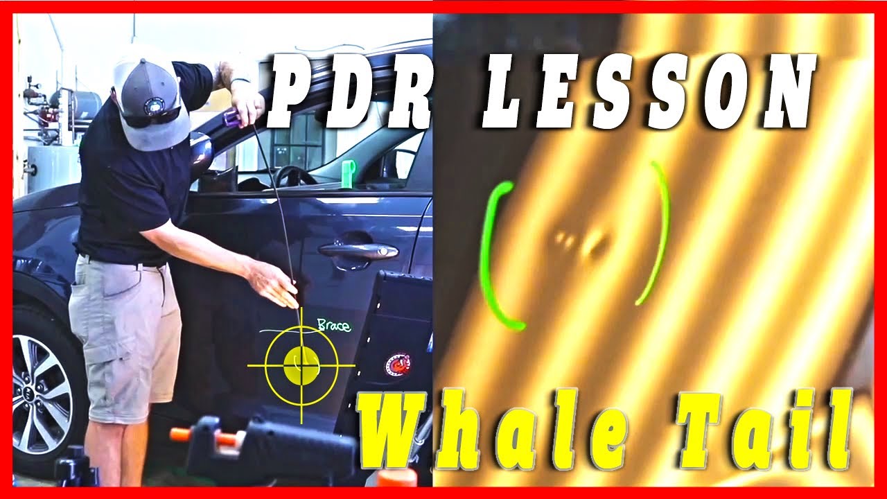 PDR Tutorial Whale 🐳 Tail - Dents - Tight access- Dent Repair explained paintless dent removal bar