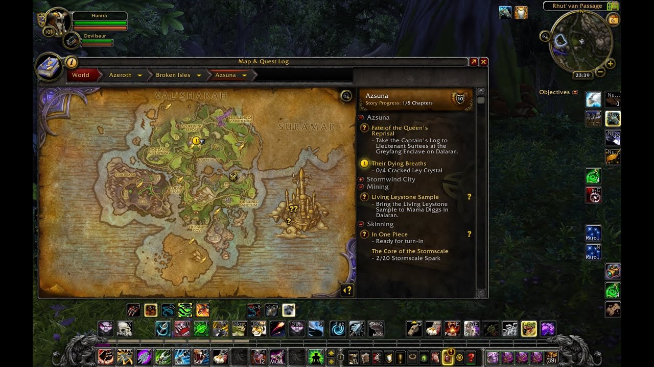 Stonehide Leather farming - Azsuna 100 lvl easy mobs (World of Warcraft: Legion)