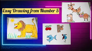 Easy Drawings From Number 5 | Drawings from Number 5 | Number 5