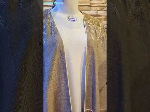    عباية قماش لينن ويا التطريز مع دريس و شيلة عبايات دبي عبايات