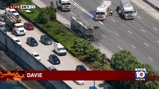 Bus fire in Davie causes major delays on I-595