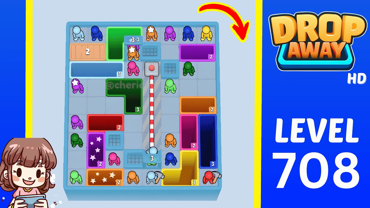 Drop Away Level 708 Solution Walkthrough