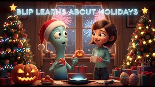 🎄 Blip Learns About Holidays | English Conversation for Beginners