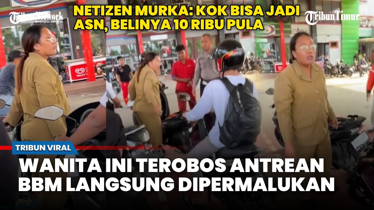 Wanita Berseragam ASN Ngamuk saat Ditegur Tak Mau Antre BBM